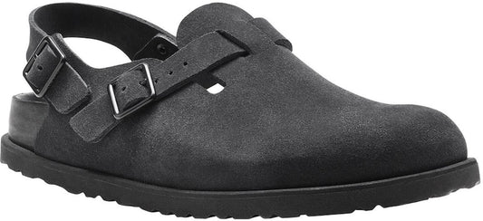 Birkenstock1 1774 IV Tokio 1025897 Black Suede Leather Covered-Toe Slippers