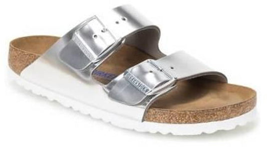 Birkenstock1 1005961 Metallic Silver Flat Sandals