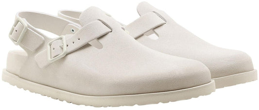 Birkenstock1 1774 III Tokio 1025950 Suede Leather Bone White Covered-Toe Slippers